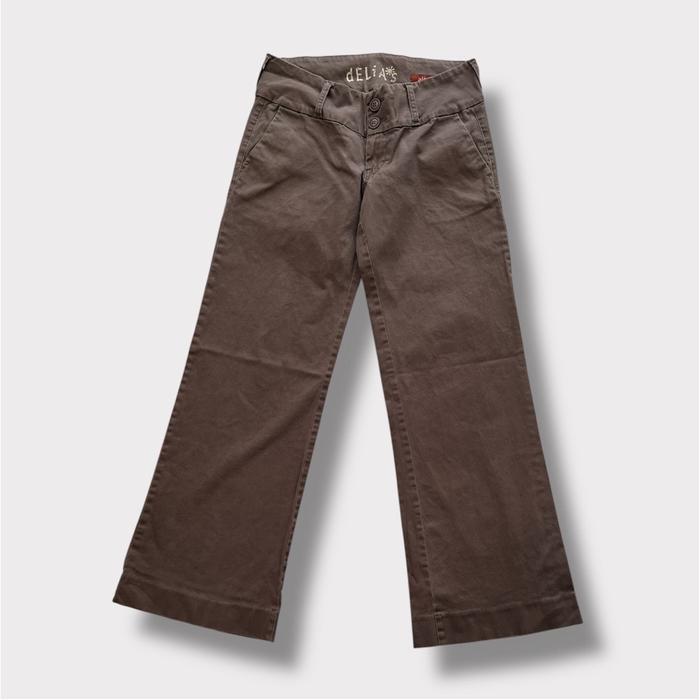 Vintage Y2K Delia*s Alexa Chocolate Low Rise Flare Pants Women’s 5/6R Khakis